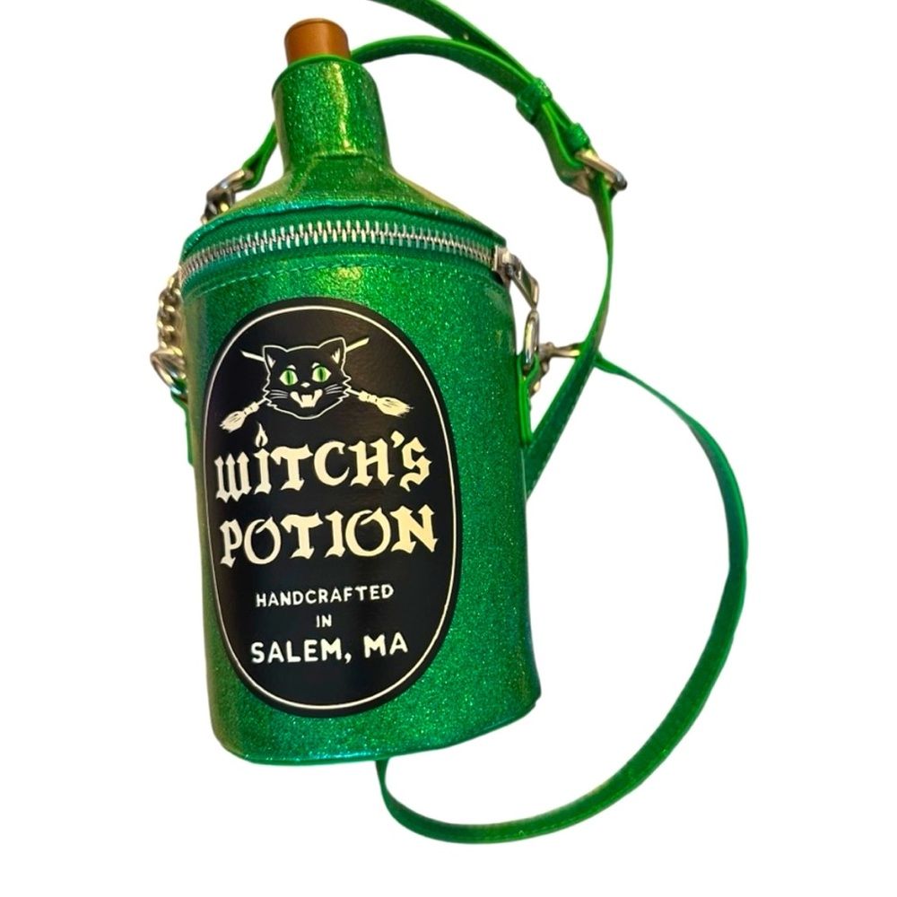 Halloween purse 3D witches potion green glitter